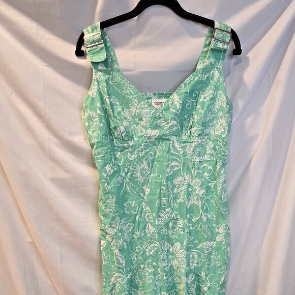 Together Dresses & Skirts - Vintage Together Dress Green Floral Side Zip Buckle Straps Size 12